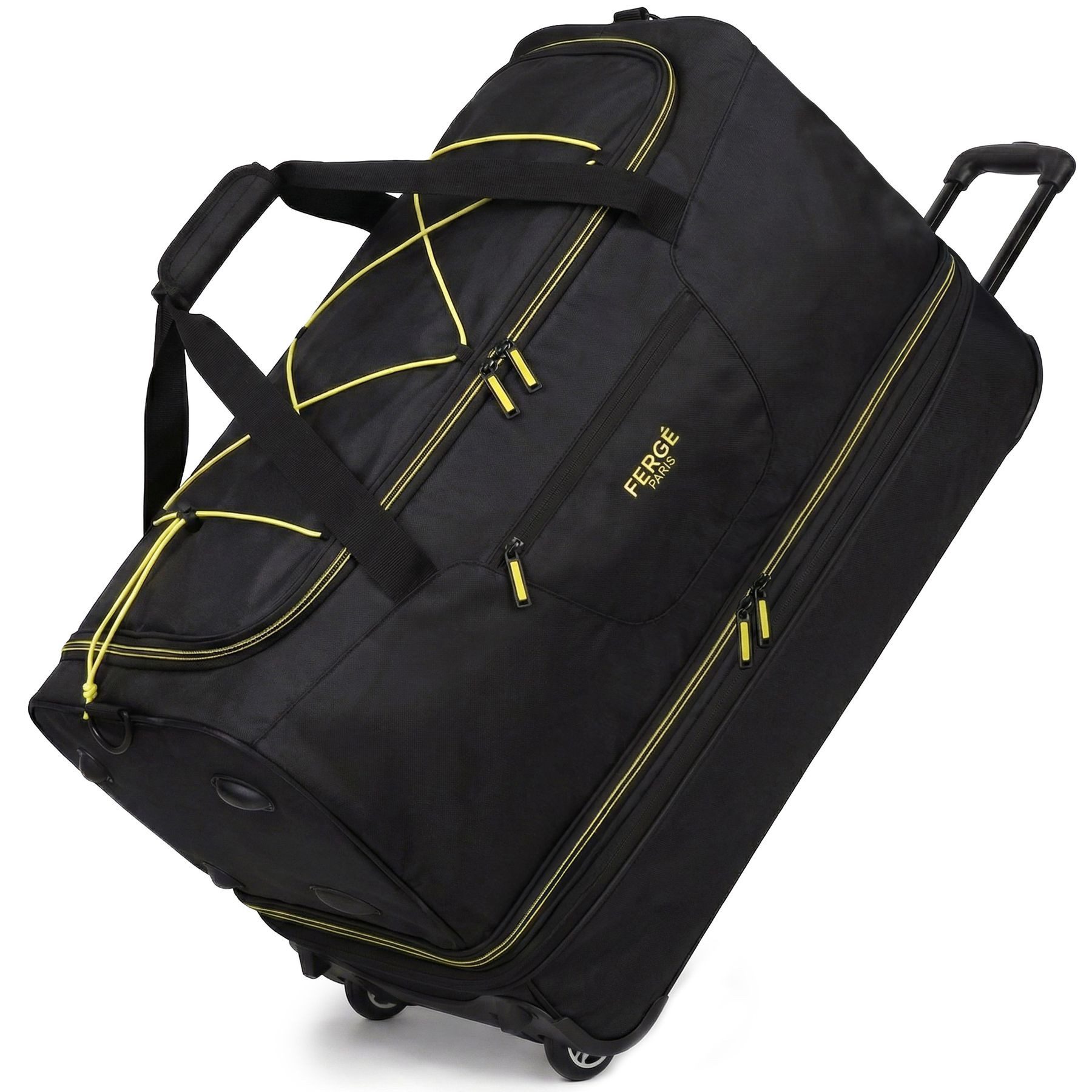 FERGÉ Reisetasche mit Rollen & extra Schuhfach, groß, XL, Tragetasche aus Nylon, Erweiterbare Reisetasche, Handgepäck / XL, Schuhfach & Außenfächer