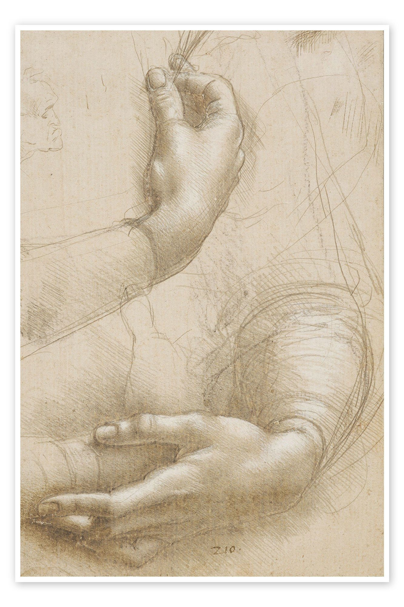 Posterlounge Poster Leonardo da Vinci, Handstudie, Illustration