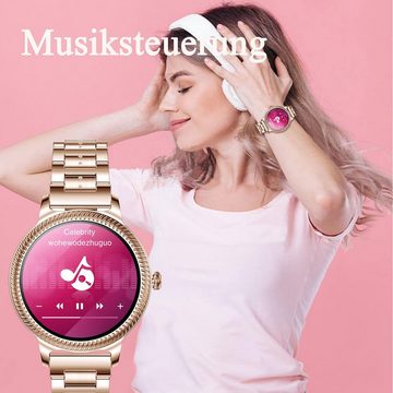 findtime High-Fidelity-Lautsprecher Smartwatch (1,09 Zoll, Android, iOS), mit Schrittzähler Blutdruck Herzfrequenzmesser Fitnessuhr IP68 Pulsuhr