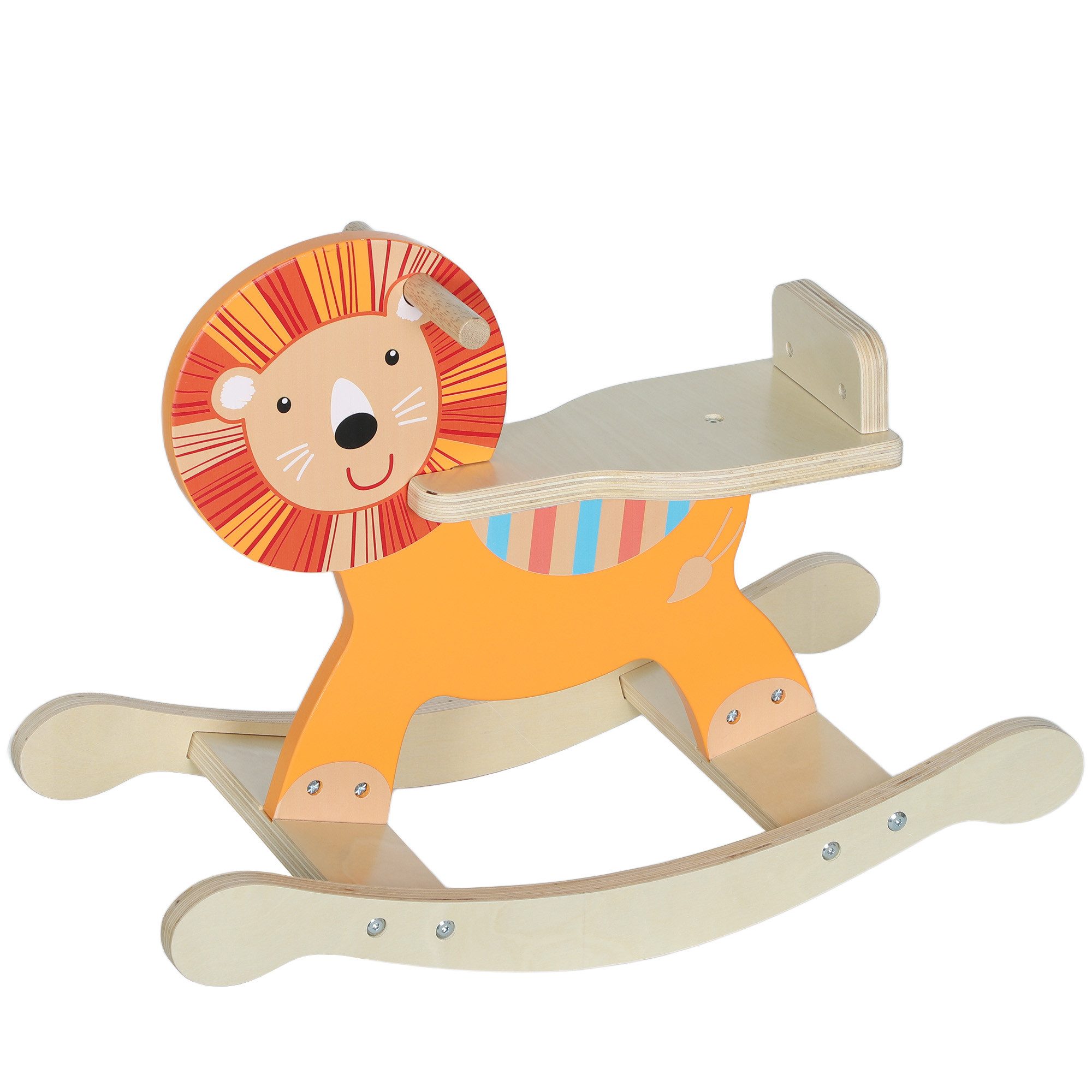AIYAPLAY Schaukeltier Schaukelpferd Holz mit Haltegriffen Esel, (1 tlg), für Kinderzimmer, Spielzimmer, Orange