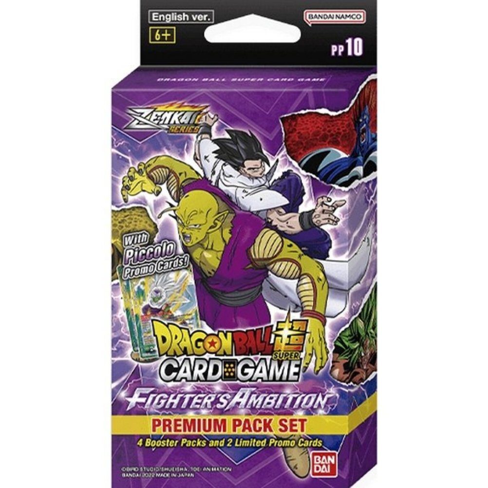 Bandai Spiel Premium Pack - Zenkai Series Set 02 - Fighters Ambition (englisch), Dragon Ball Super Card Game Sammelkartenspiel, 4 Boosterpacks