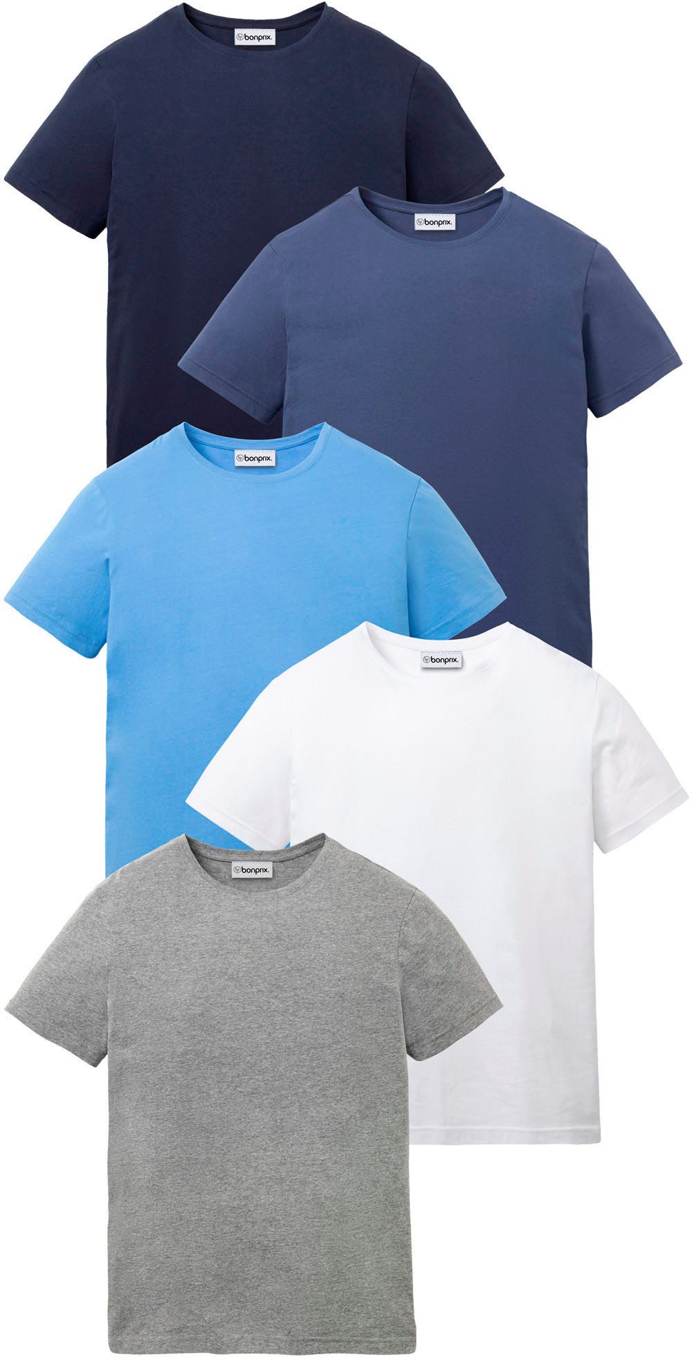 bonprix T-Shirt (Packung, 5-tlg) Regular Fit, Kurzarm, für warme Tage, aus günstig online kaufen