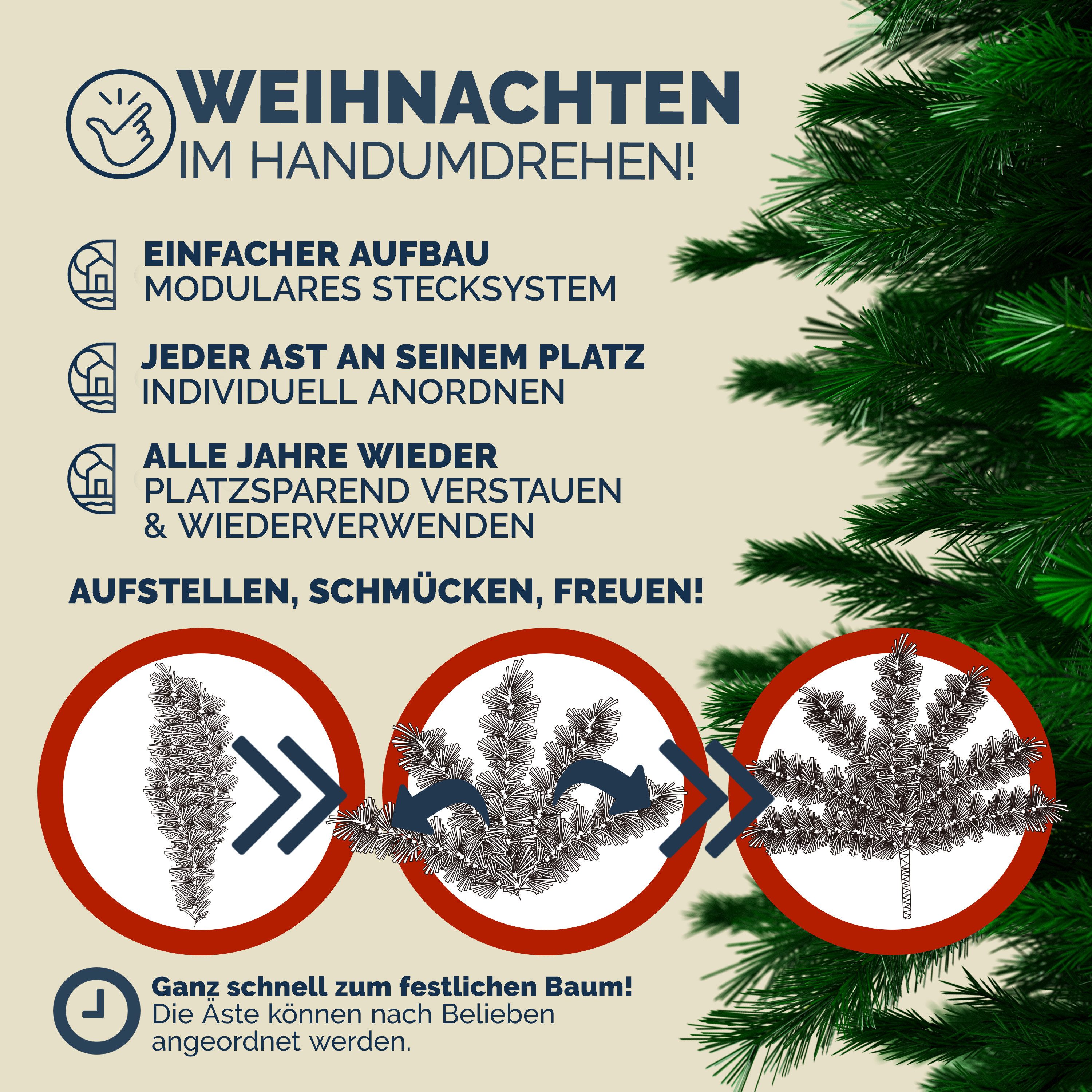 Casaria Künstlicher Weihnachtsbaum, 150cm dichte Spitzen naturgetreu Metallständer Schnellaufbau flammfest