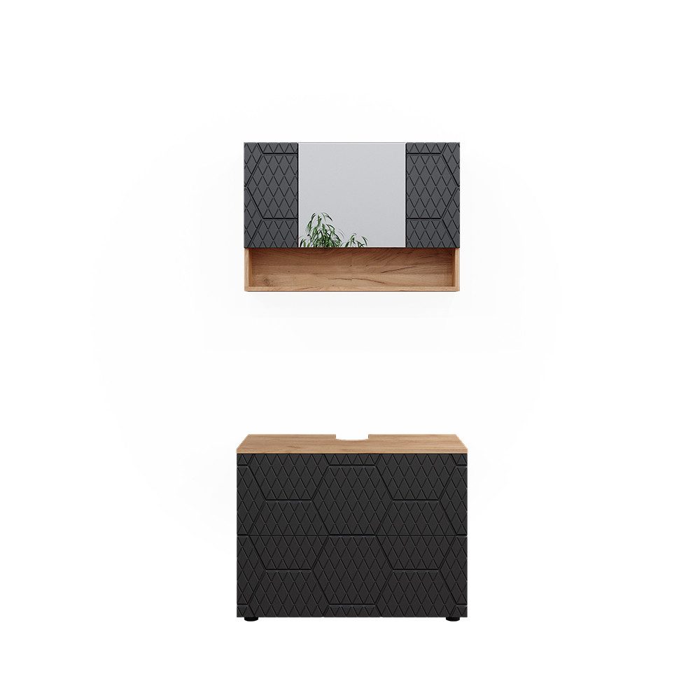 Vicco Badmöbel-Set Irma, Goldkraft Eiche/Anthrazit, 2 günstig online kaufen