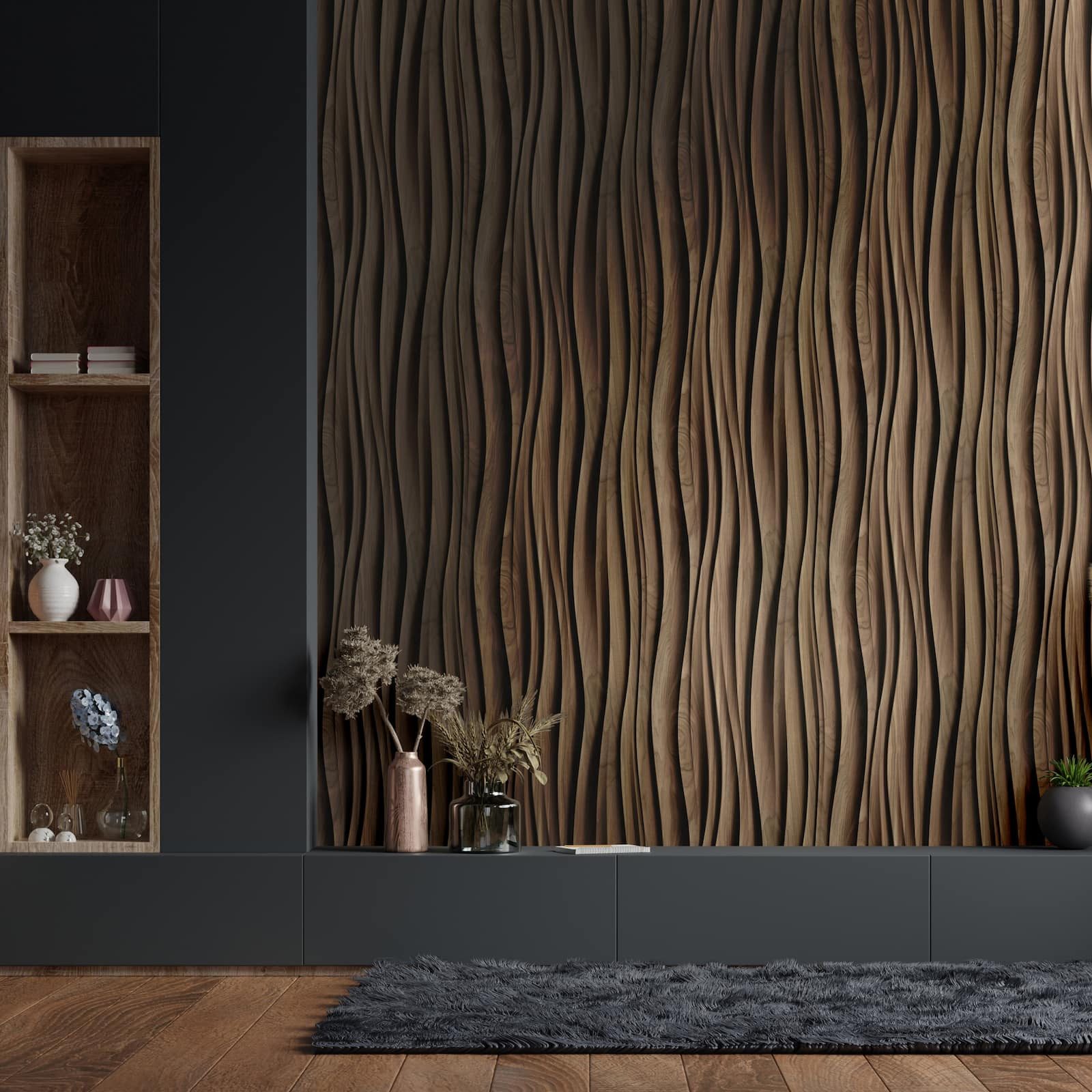 Marburg Vliestapete Holz Optik Wellen Muster 3D-Effekt Dunkelbraun 81668 Mo günstig online kaufen