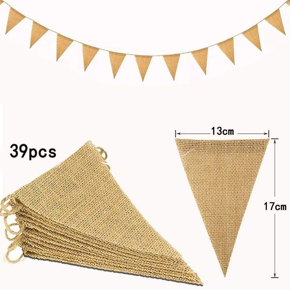 LENBEST Wimpelkette Dekoration Bunting Jute Girlande Vintage Rustikal Wimpelkette Banner