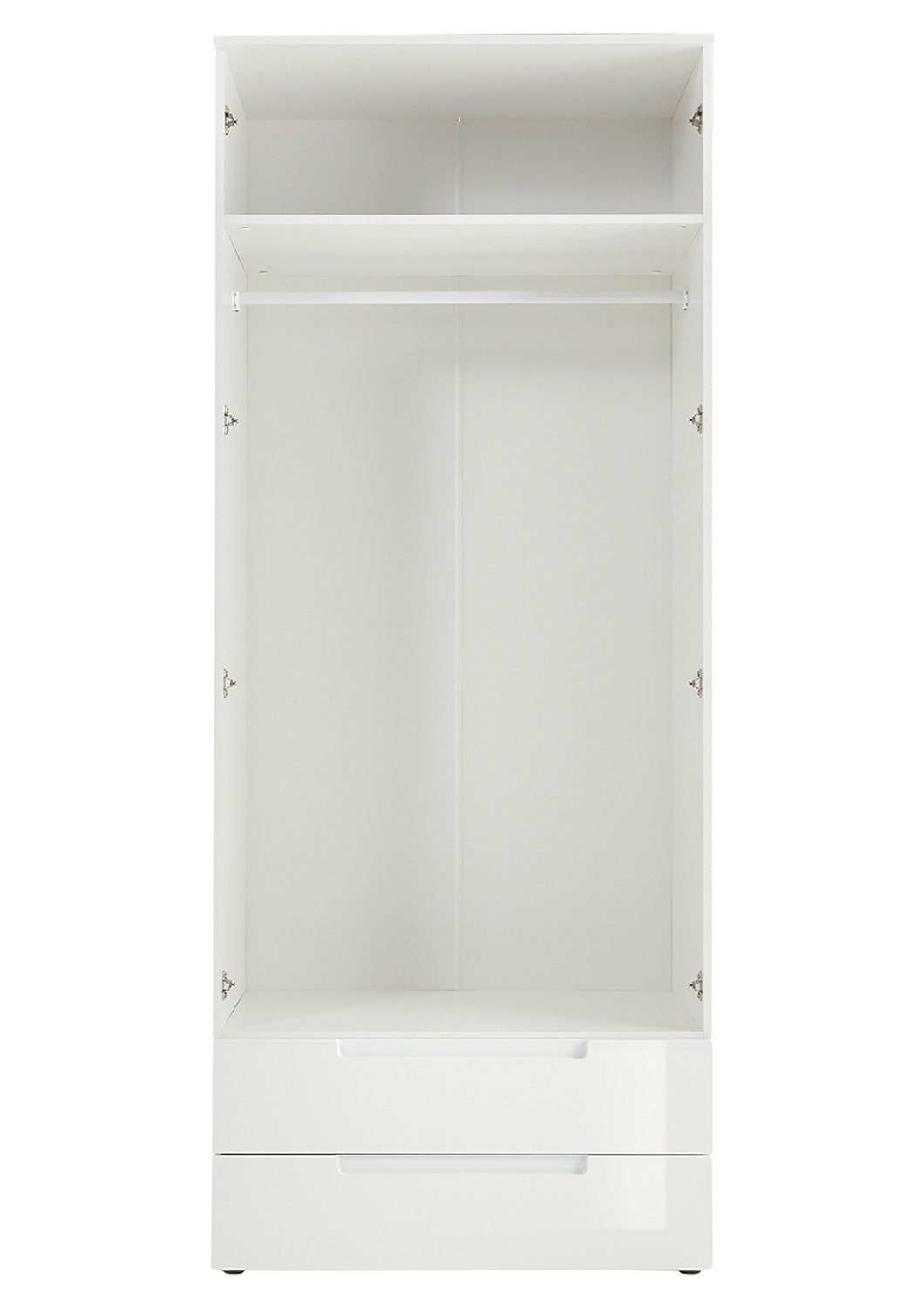 SPICE, Pol-Power 2 Türen, Weiß Drehtürenschrank 846 x 2 208 cm cm, Hochglanz, H Kleiderschrank Schubladen B