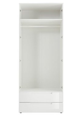 Pol-Power Drehtürenschrank Kleiderschrank SPICE, B 846 cm x H 208 cm, Weiß Hochglanz, 2 Türen, 2 Schubladen