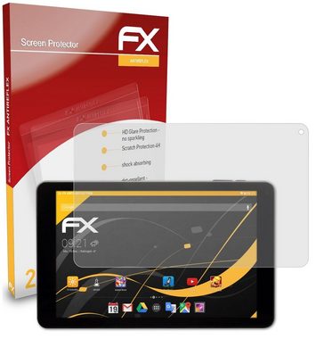 atFoliX Schutzfolie für Captiva Pad 10 3G Plus, (2 Folien), Entspiegelnd und stoßdämpfend