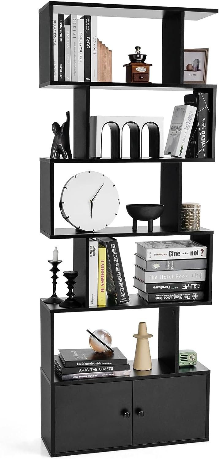Tribesigns Bücherregal, 180cm Hohes Vintage- Standregal, 6