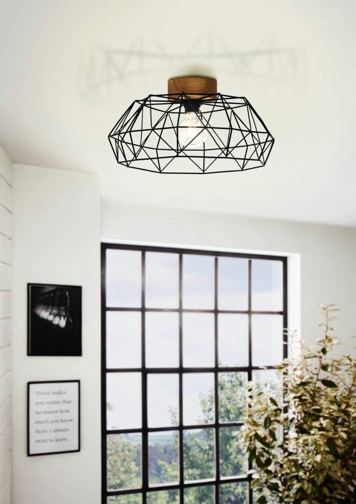 EGLO Deckenleuchte PADSTOW Deckenlampe, Stahl und Holz, E27, IP20, Wohnzimm günstig online kaufen