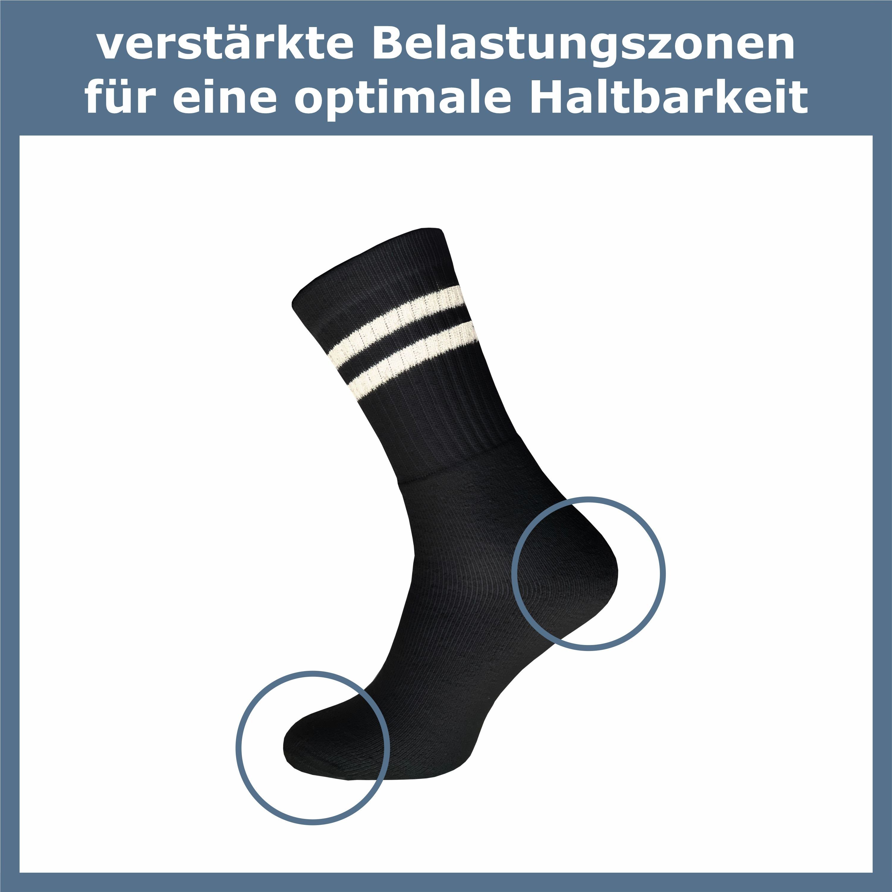 GAWILO Tennissocken für Herren im Retro-Style in weiß & schwarz für Freizeit & Sport (8 Paar) ausgestattet mit Frotteesohle für angenehme Polsterung