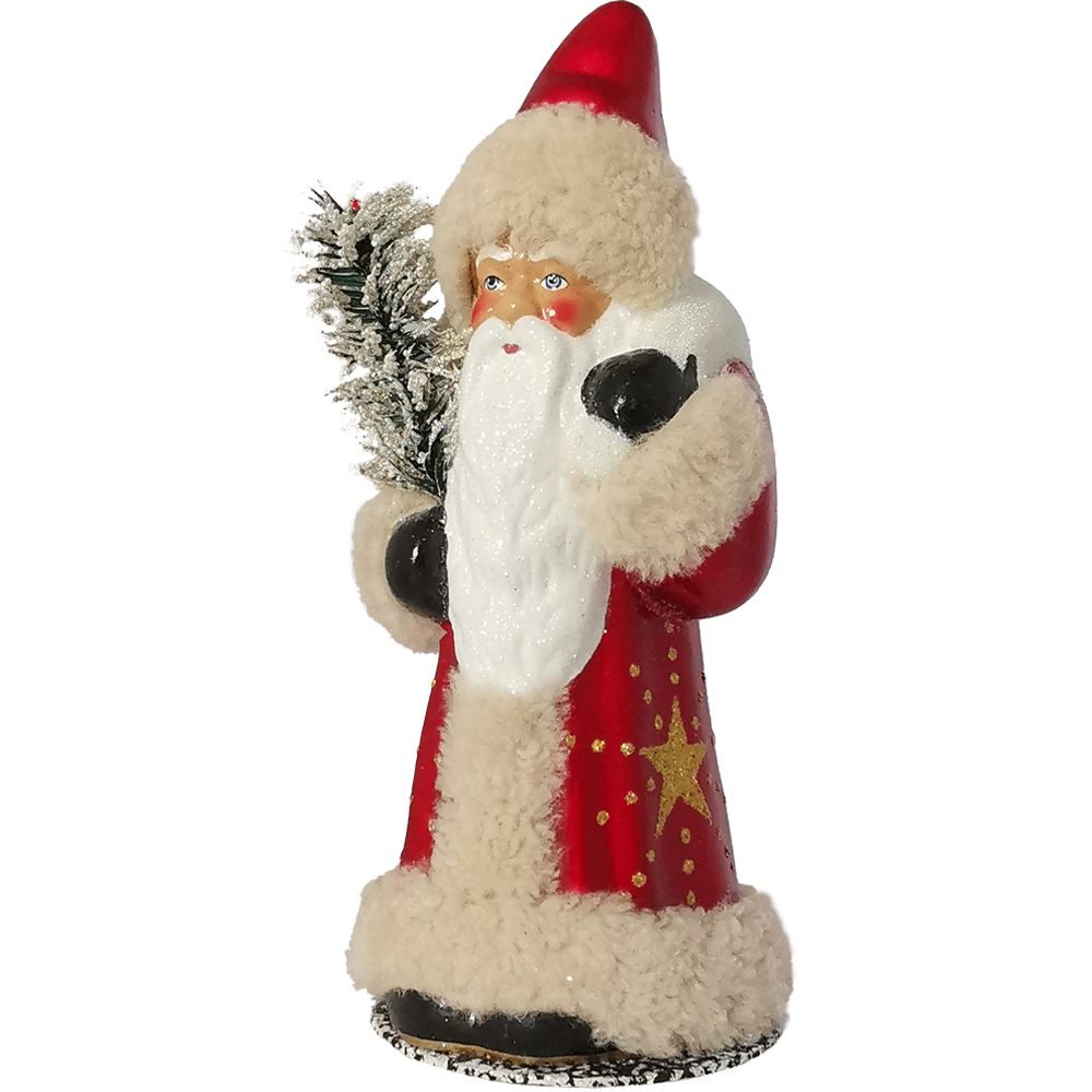 Schatzhauser Weihnachtsmann Santa burgund 26cm Pappmache (1 St), Gansfeder-Rute