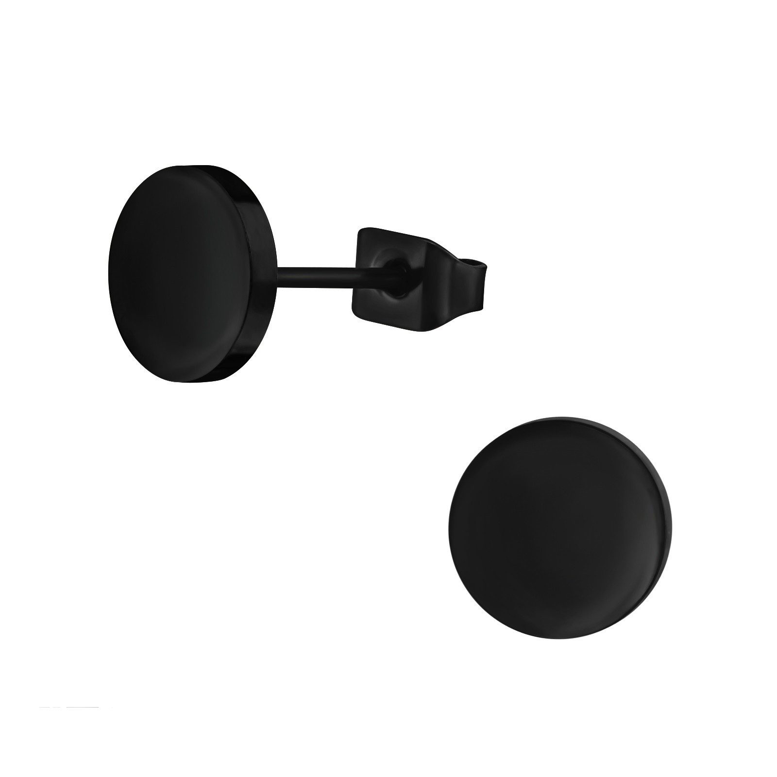 Ohrring-Set Ohrstecker Rund 8mm Schwarz aus Titan Unisex