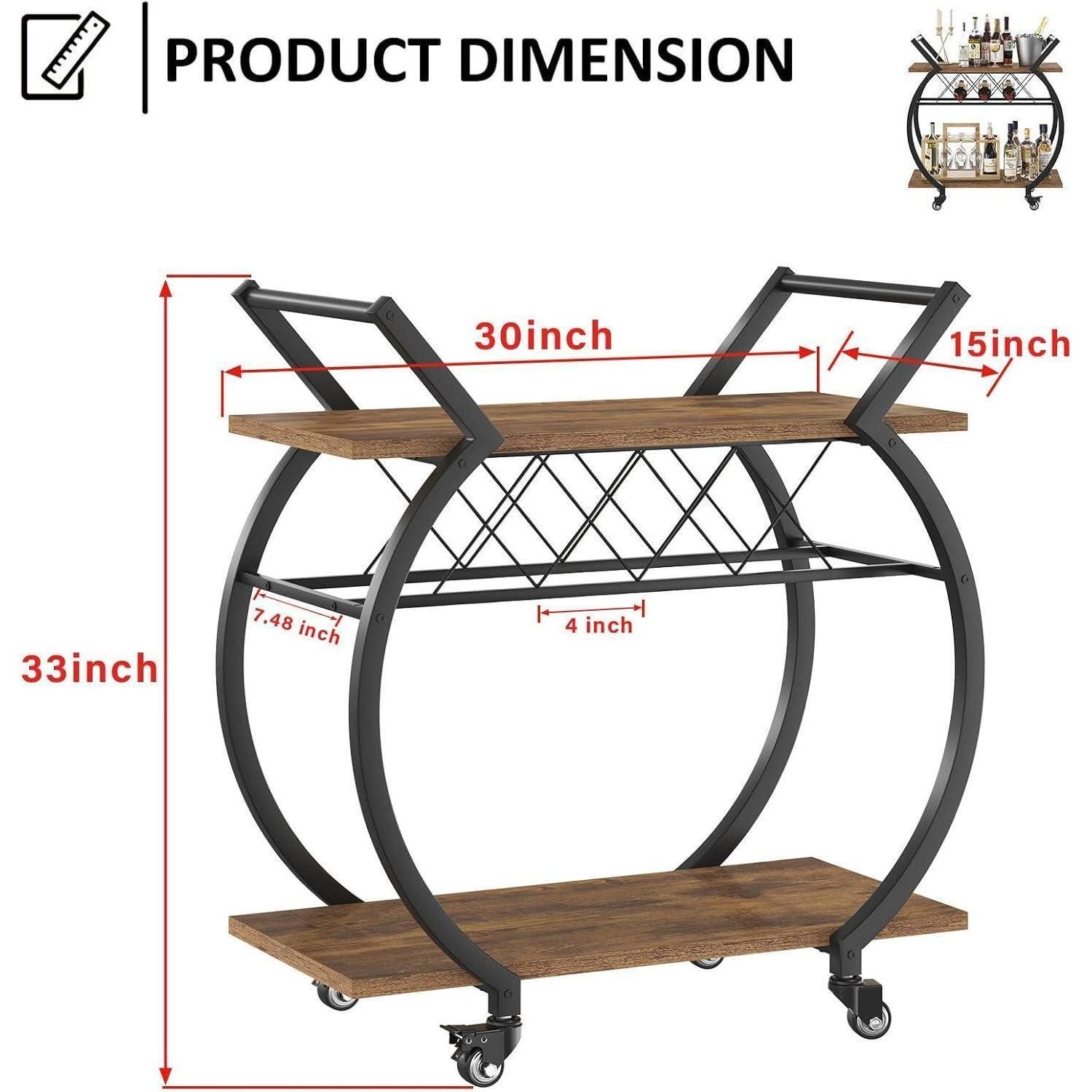LuxusKollektion Bartisch Servierwagen mit Rollen Holz Barwagen 2 Ebenen Wei günstig online kaufen