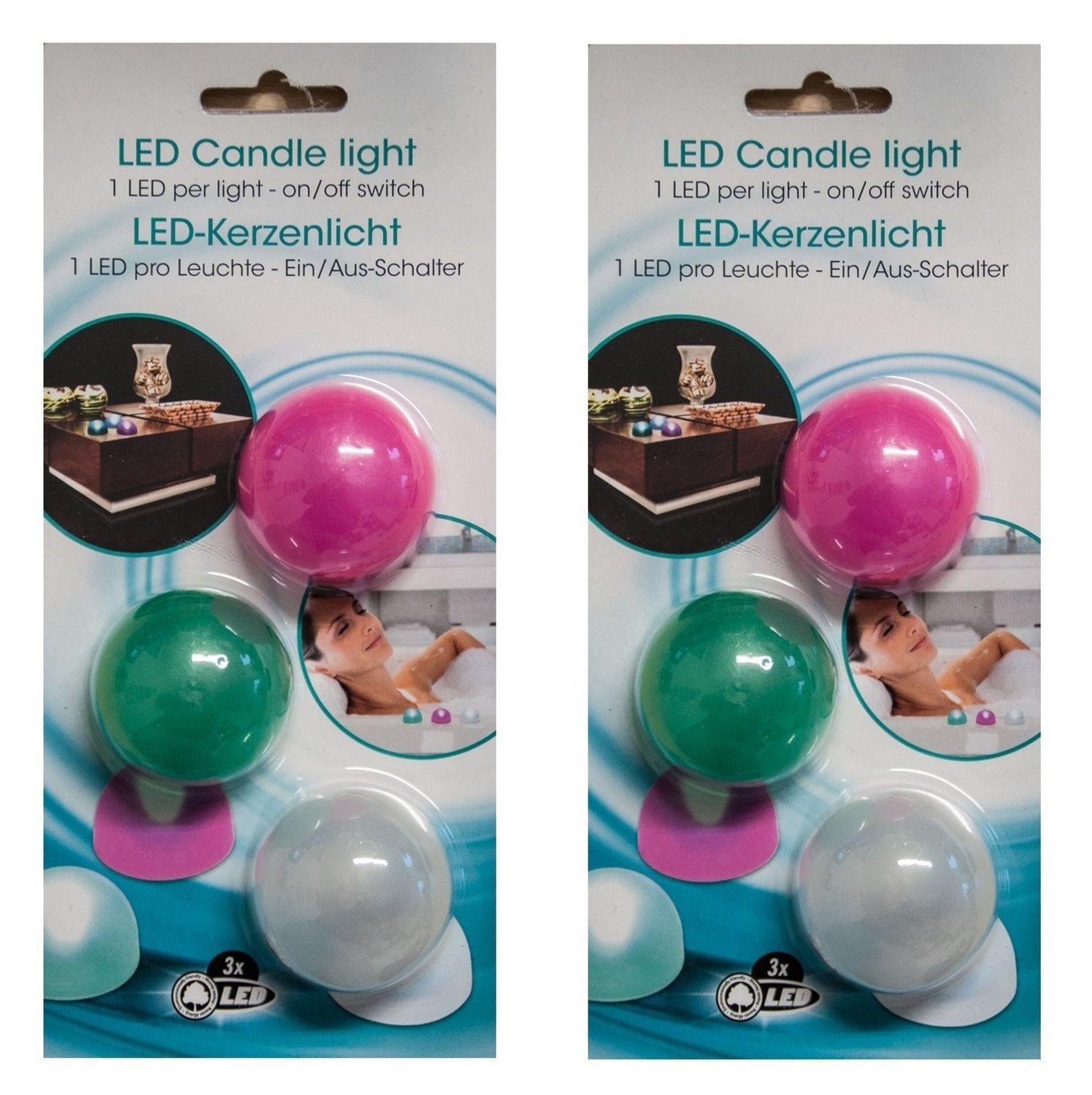 BURI LED Nachtlicht 2 x 3 LED-Kerzenlicht Nachtlicht Dekolicht Leuchte Lampe Tischlampe