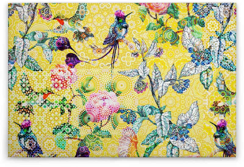 A.S. Création Leinwandbild exotic mosaic, Vögel (1 St), Mosaik Keilrahmen Bild Floral Blumen Vögel