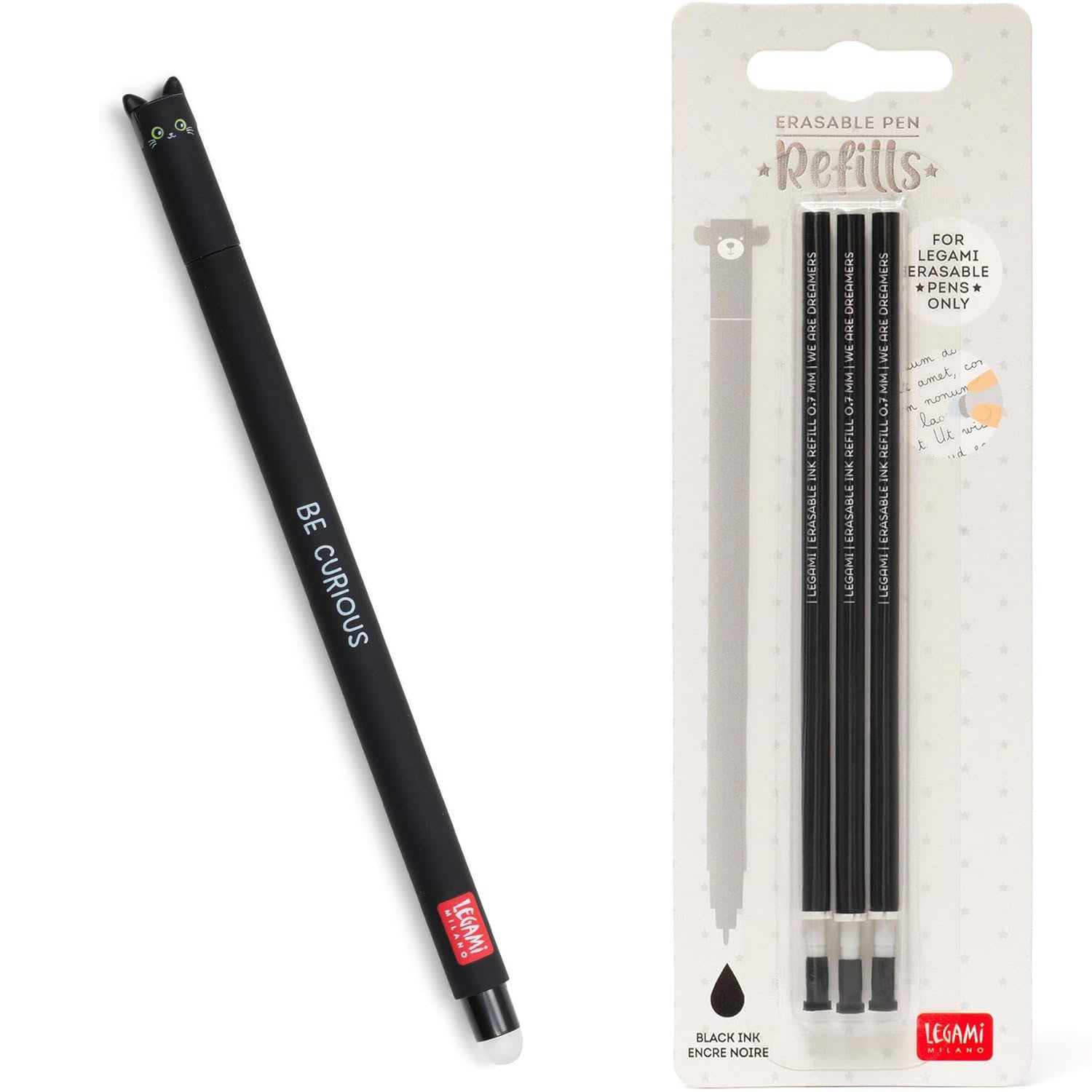Legami Gelschreiber LEGAMI Gel Stift KITTY Kätzchen mit 3er Refill Schreibfarbe schwarz