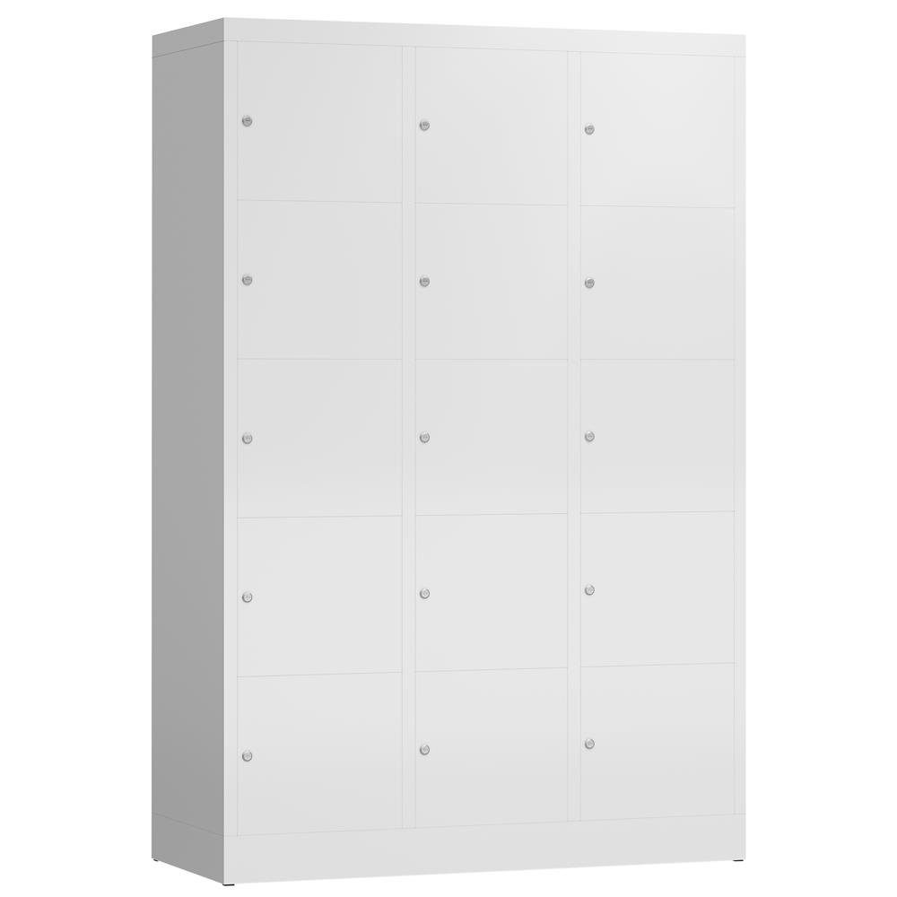 9003 (1-St) Korpus: Weiß 9003 Fächerschrank Fächer keine signalweiß komplett Montge Schließfachschrank Steelboxx signalweiß/ | 15 RAL Türen: Spindschrank RAL montiert, notwendig