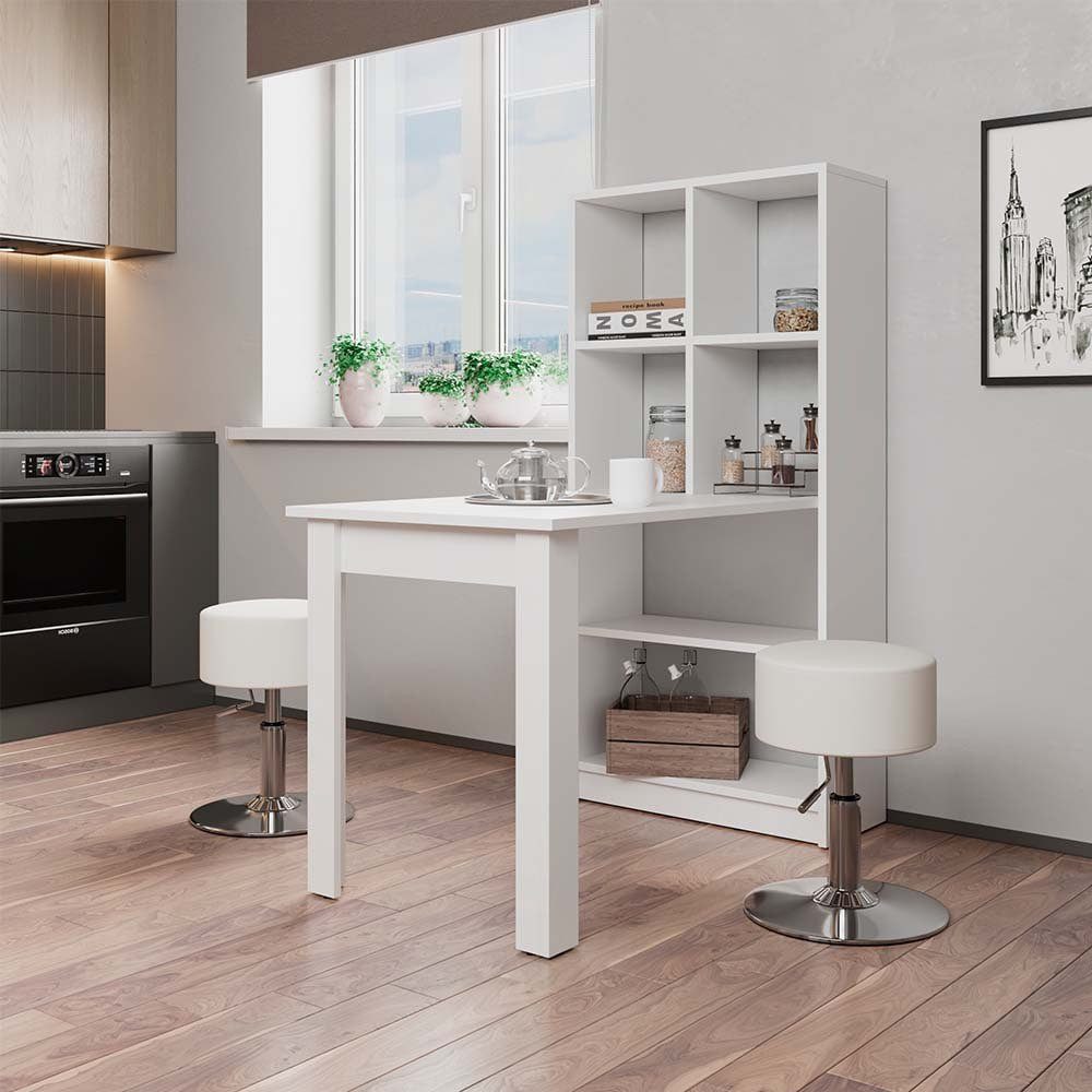 Vicco Esstisch Gael, Weiß, 70 x 122 cm mit 6 Fächern (1-St)