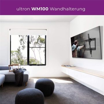 Ultron WM100 TV-Wandhalterung, (30 kg, bis 56", Wandhalter Halterung für TV Geräte Fernseher, neigbar, Universell, schwarz)