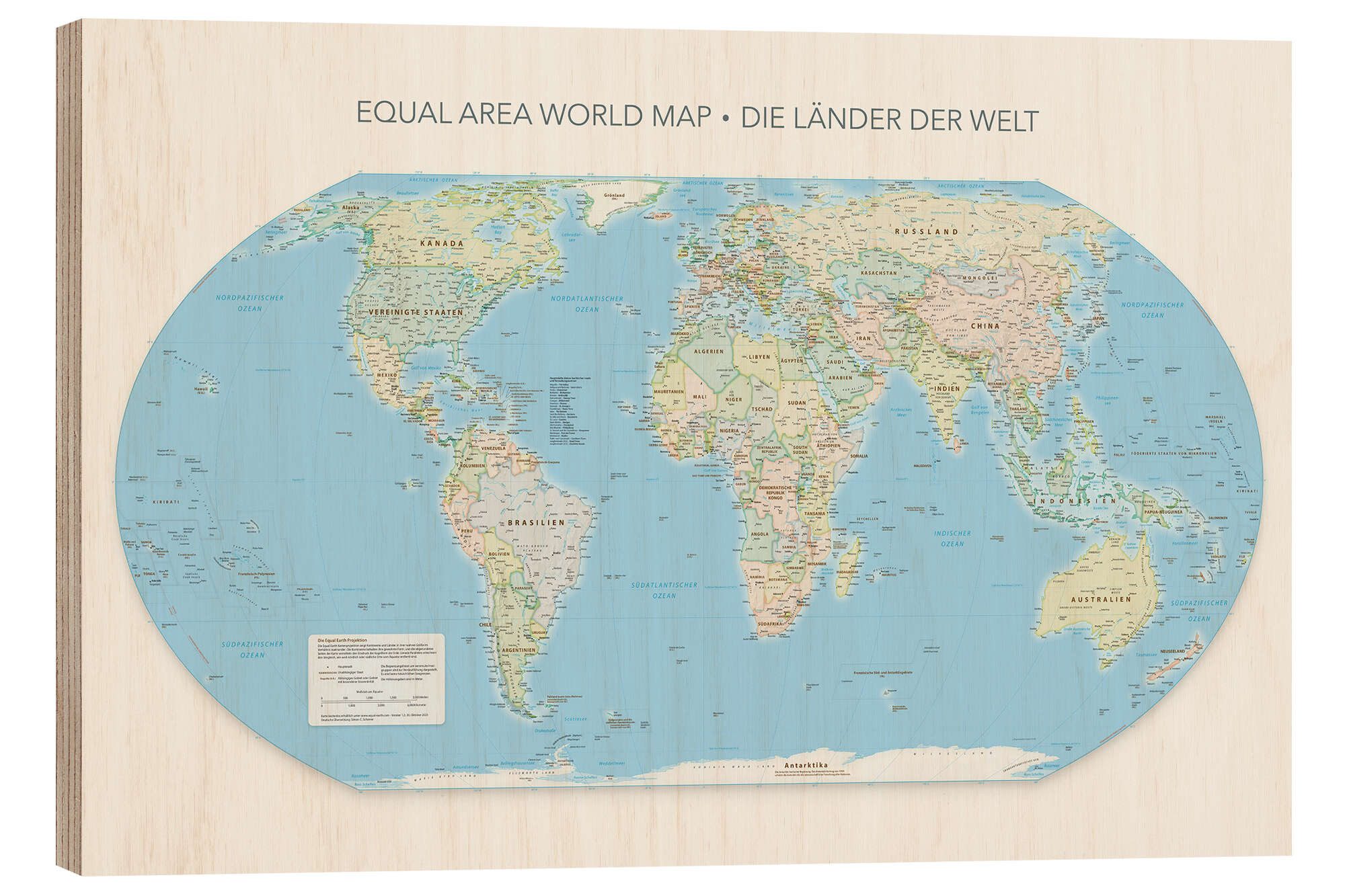 Posterlounge Wandbild Equal Area World Map, Länder der Welt, Editors Choice, erhältlich als Poster, Leinwandbild, Wandsticker oder Acrylglasbild