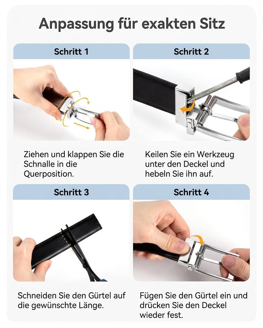 Fomax Ledergürtel Herren Wendegürtel aus Echtleder Braun/Schwarz 3,5 cm (Wendegürtel für Anzug Business und Formelle) Kürzbar, inkl. Aufbewahrungsbox – Bild 5 von 5