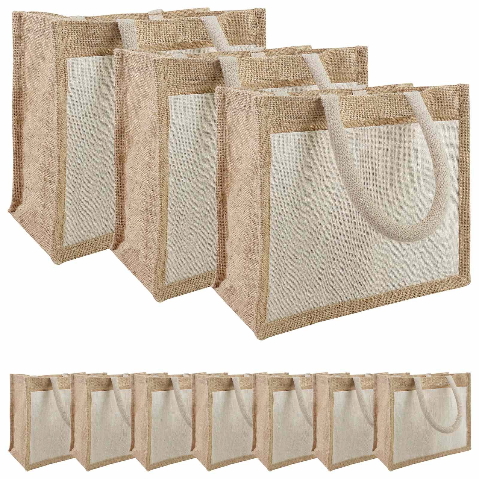 vidaXL Einkaufstrolley Jute-Handtaschen mit Tasche 10 Natürlich und Weiß