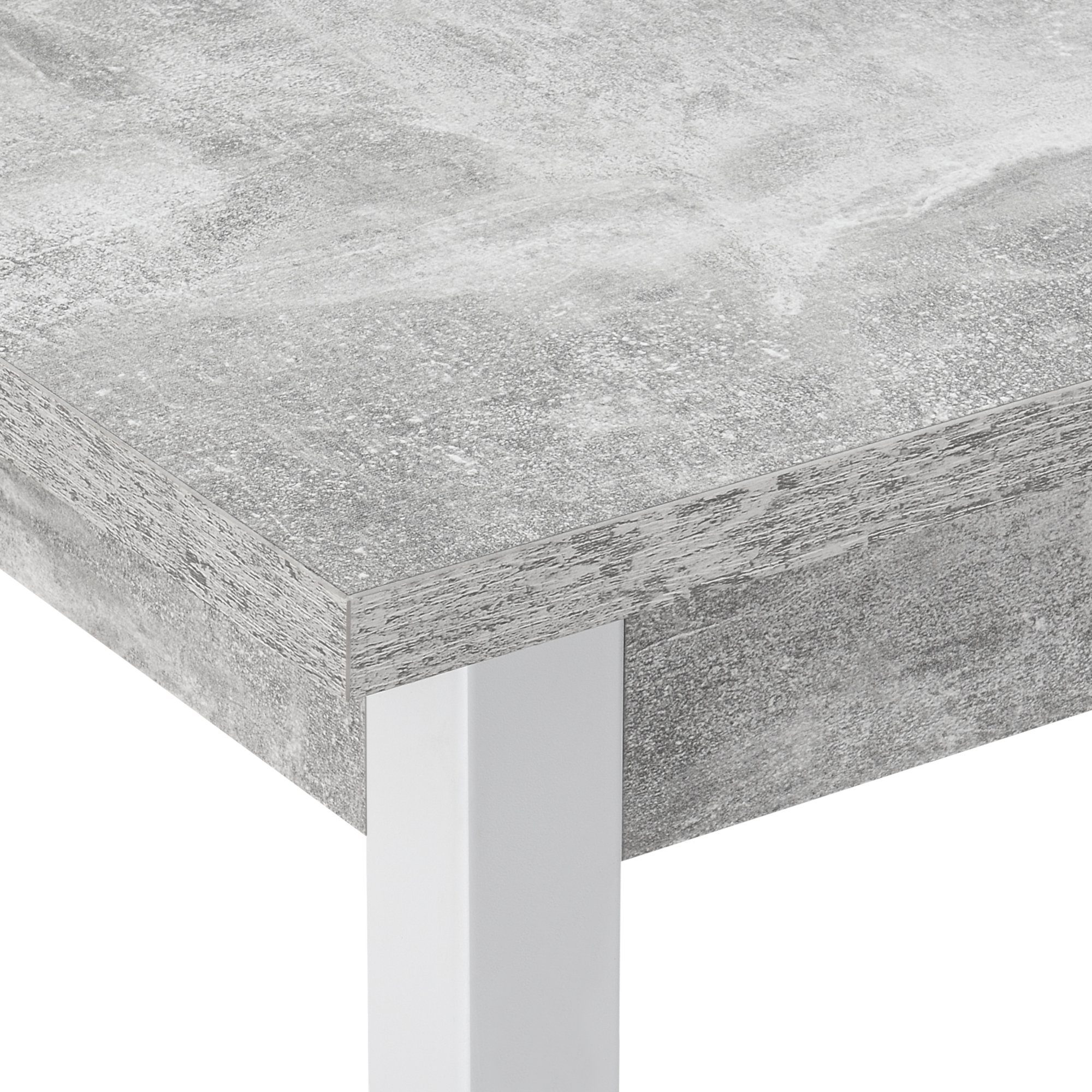 en.casa Esstisch, »Den Haag« weiß - betonfarben | 120x60cm Esszimmertisch | Betonoptik Weiß betonfarben / Küchentisch weiß