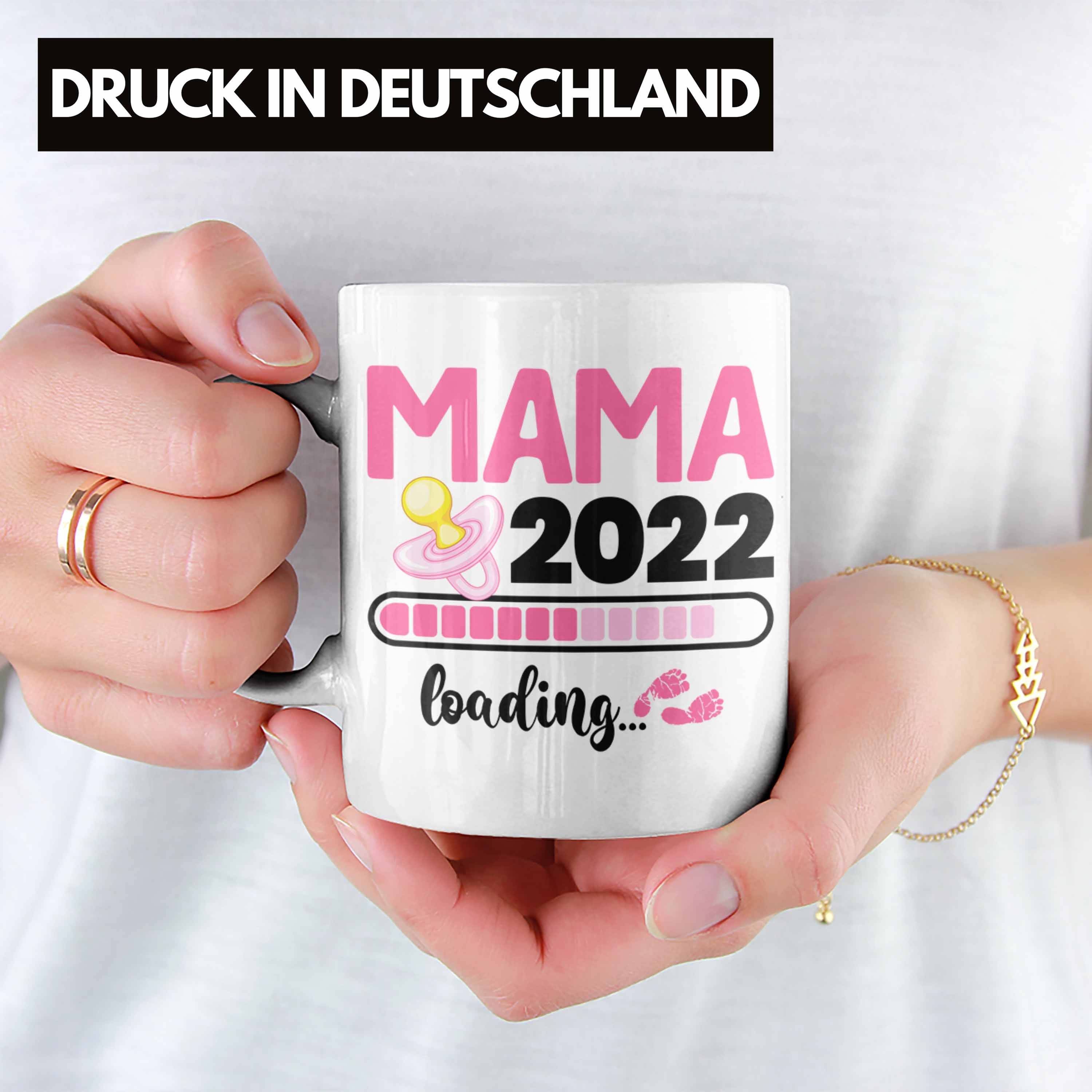 Trendation Schwangerschaftsverkündung 2022 Tasse Weiss Trendation Mama Loading Überraschung Tasse - Schwanger