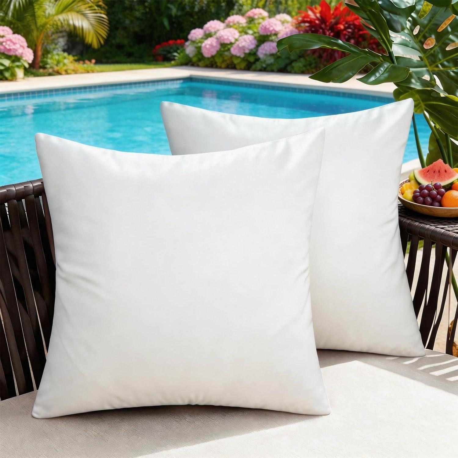 LuxusKollektion Kissenbezug Landhauskissen Outdoor 50x50cm Weiss 2er-Set, (2 Stück)