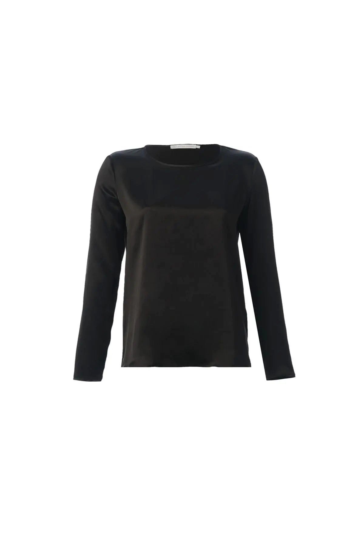 Langarmbluse Seiden Rundhals Langarm Bluse 95% Seide Elegantes Damen Top Hochwertig