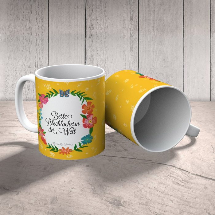Mr. &amp; Mrs. Panda Tasse Blechlocherin - Geschenk Gratulation Kaffeebecher Kaffeetasse Bür Keramik XF11247
