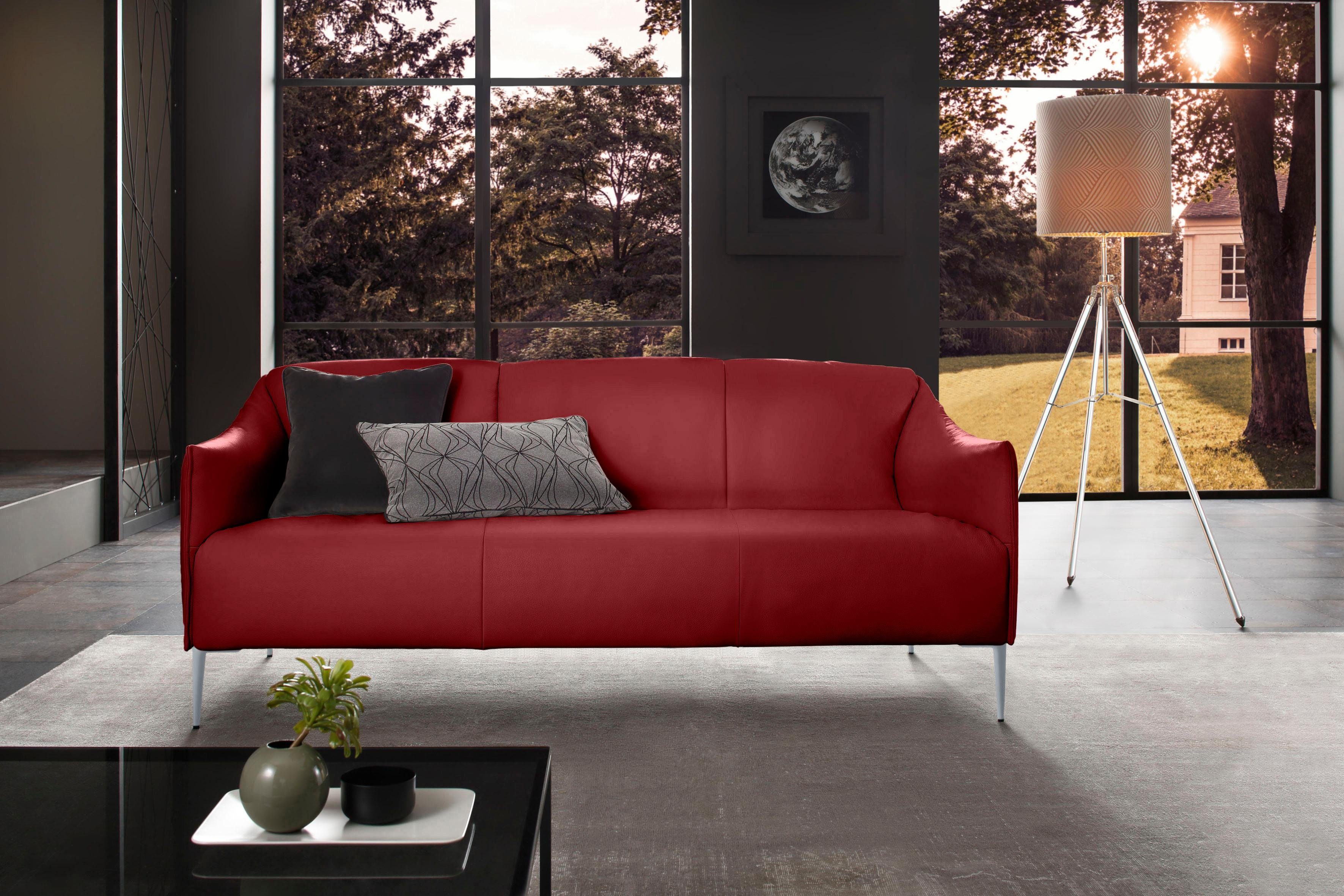 W.SCHILLIG 2,5-Sitzer ruby Metallfüßen red Breite in 194 Z59 sally, Silber matt, mit cm