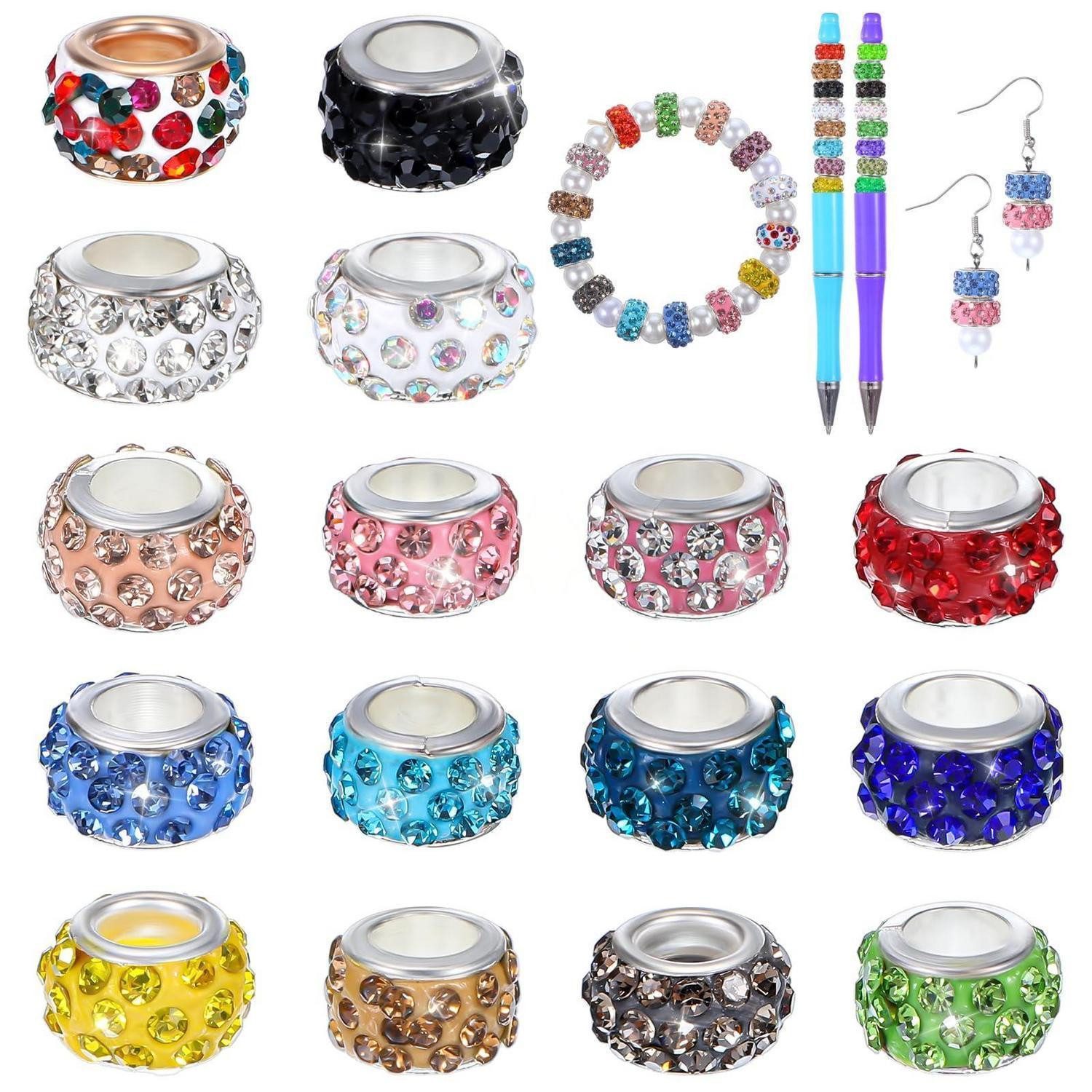 LuxusKollektion Bastelperlen Strass-Perlen Set, 100 Stk, 5mm Loch, Kristall