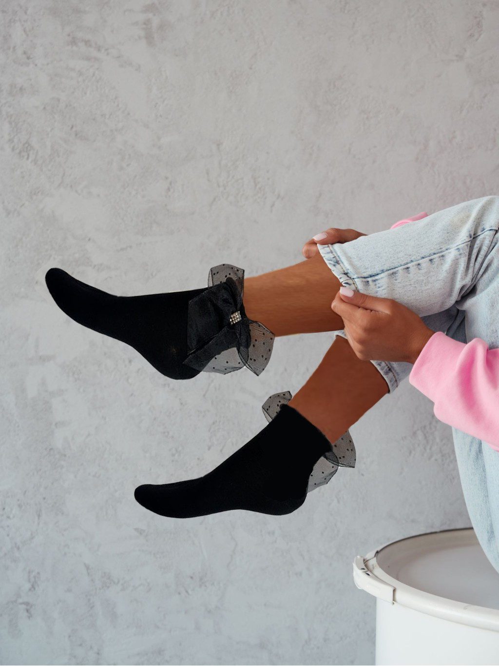 Kurzsocken 1 Paar eleganter Baumwollsocken mit Glitzer 36/41 für Frauen schwarz