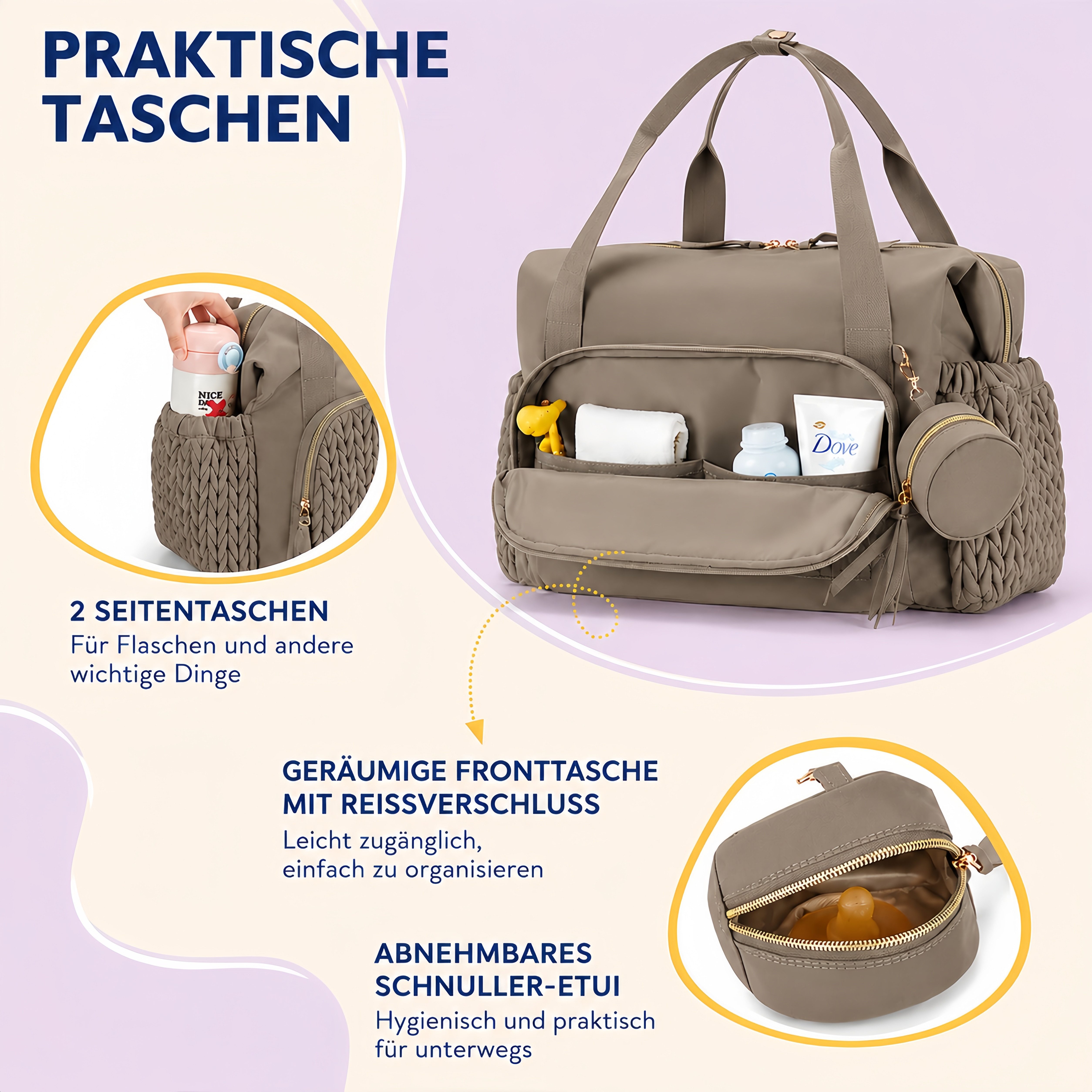 ibettertec Wickeltasche geräumige Reise-Wickeltasche, Wickeltasche, Wickelrucksack (Kliniktasche für die Geburt, Babytasche) – Bild 5 von 5