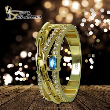 GoldDream Goldring GoldDream Gold Ring Glamour Gr.58 (Fingerring), Damen Ring Glamour, 58 (18,5), 333 Gelbgold - 8 Karat, gold, hellblau