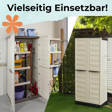 GarPet Garten-Geräteschrank Besenschrank Gartenschrank Kunststoff Putzschrank Wasserdicht Schrank