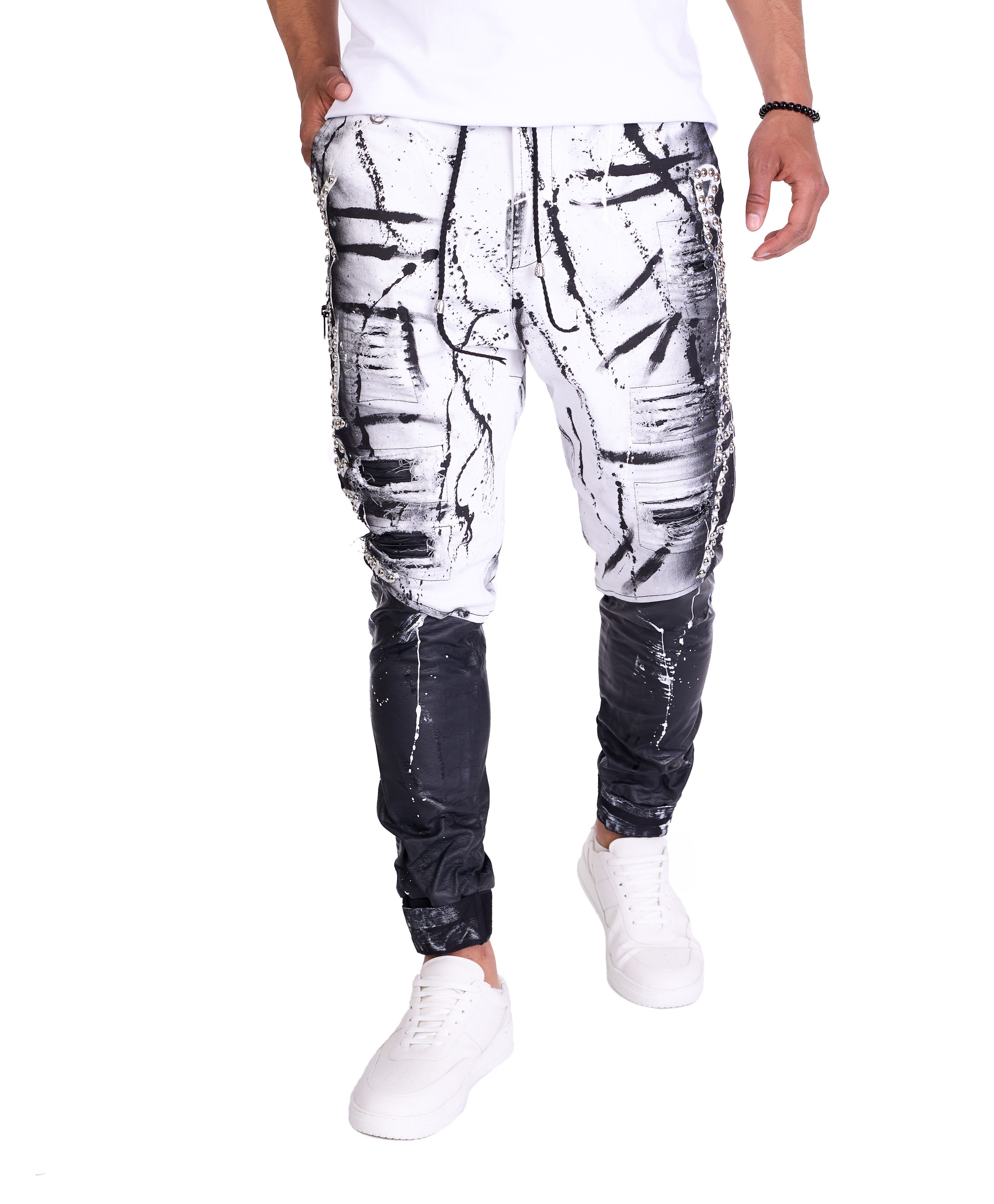 KINGZ Slim-fit-Jeans Lässige Designer Freizeithose mit Nieten günstig online kaufen