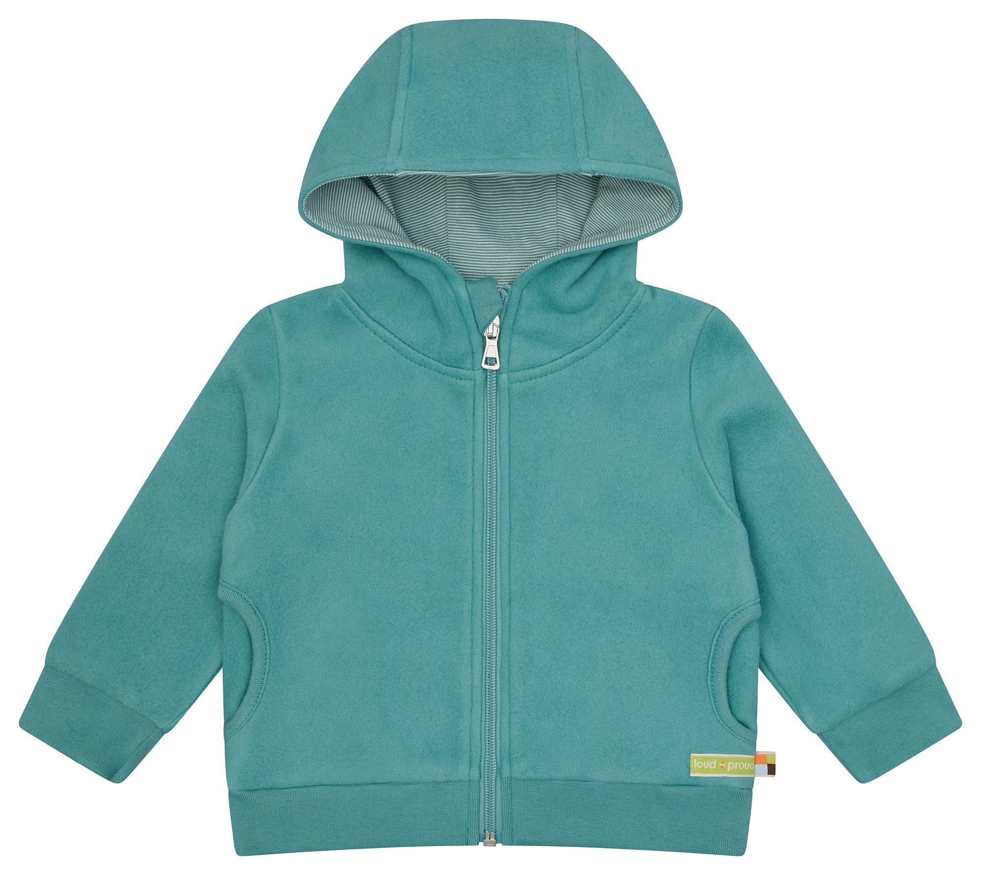 loud + proud Kapuzenfleecejacke aus Baumwoll-Fleece