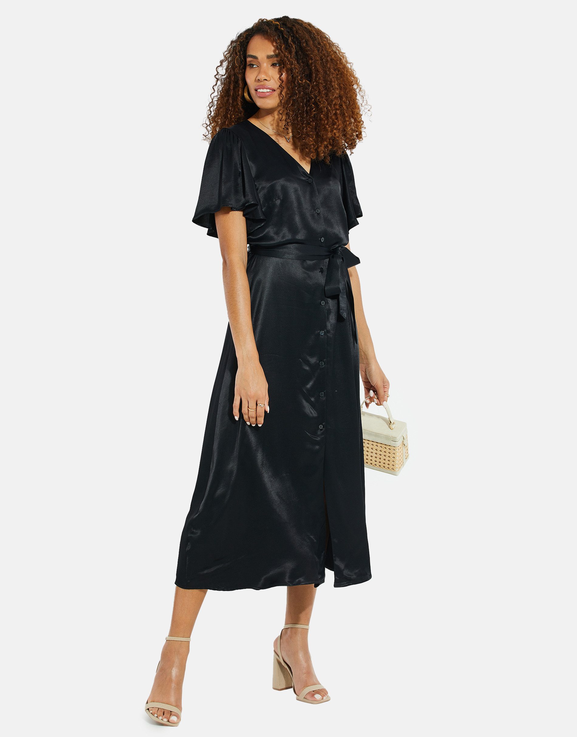 Threadbare Sommerkleid THB Salad Satin Midi (1-tlg) mit tollem Bindeband an der Taille