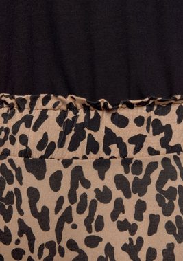 Buffalo Jerseykleid mit Paperbag-Bund und Animalprint, Leokleid, Sommerkleid