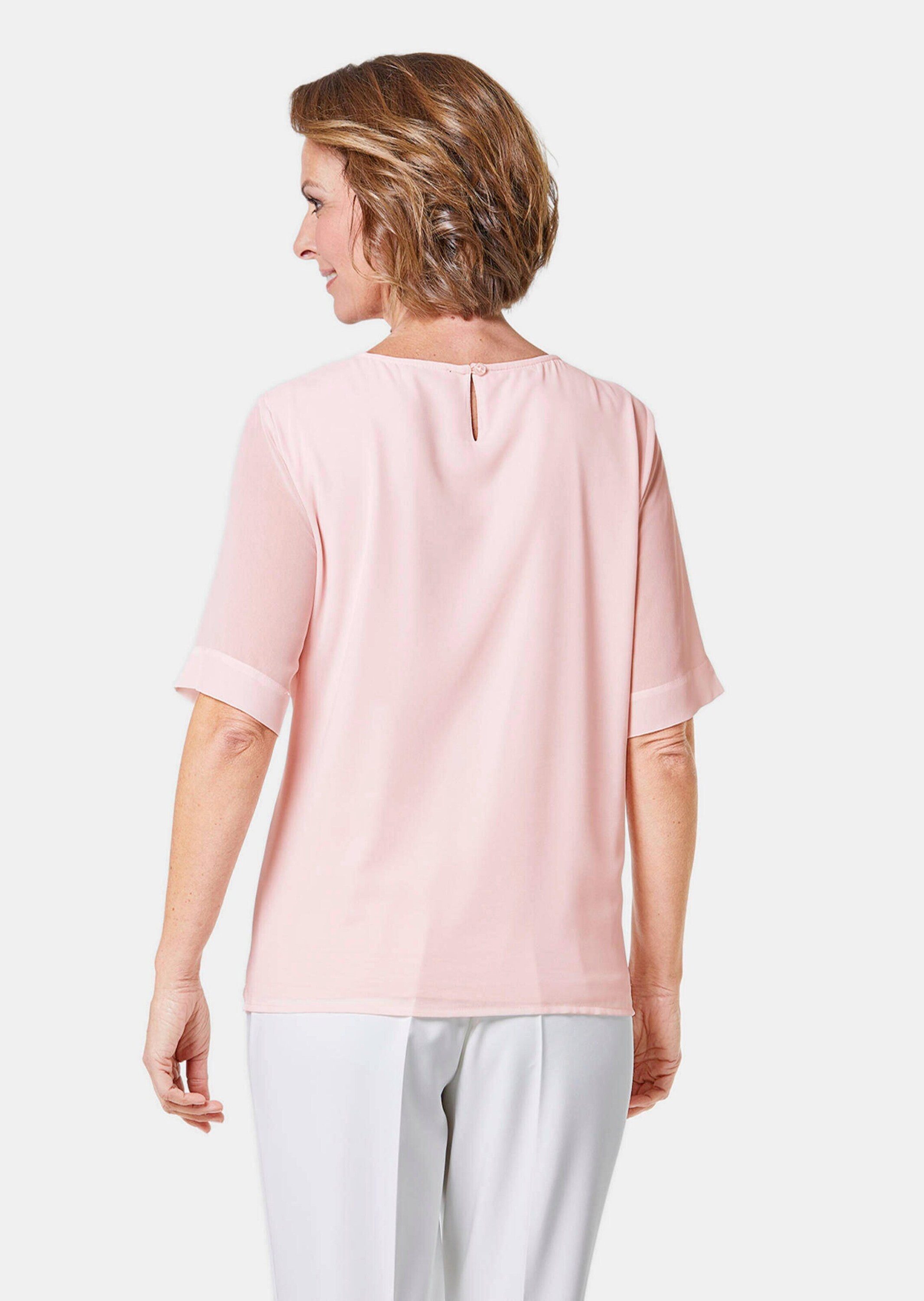 GOLDNER Kurzarmbluse Bluse mit schimmernden Pailletten
