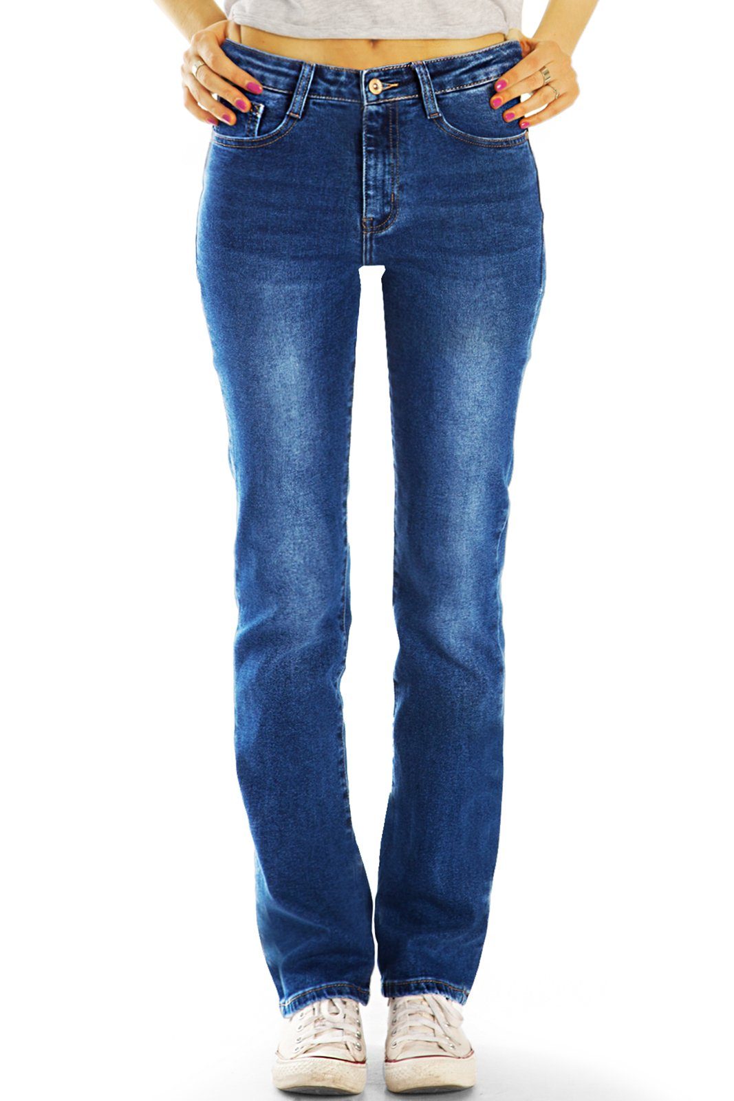 be styled Stretch-Anteil, mit - - waist stretch straight cut Straight-Jeans regular Medium j34L 5-Pocket-Style Jeans Damen Hosen