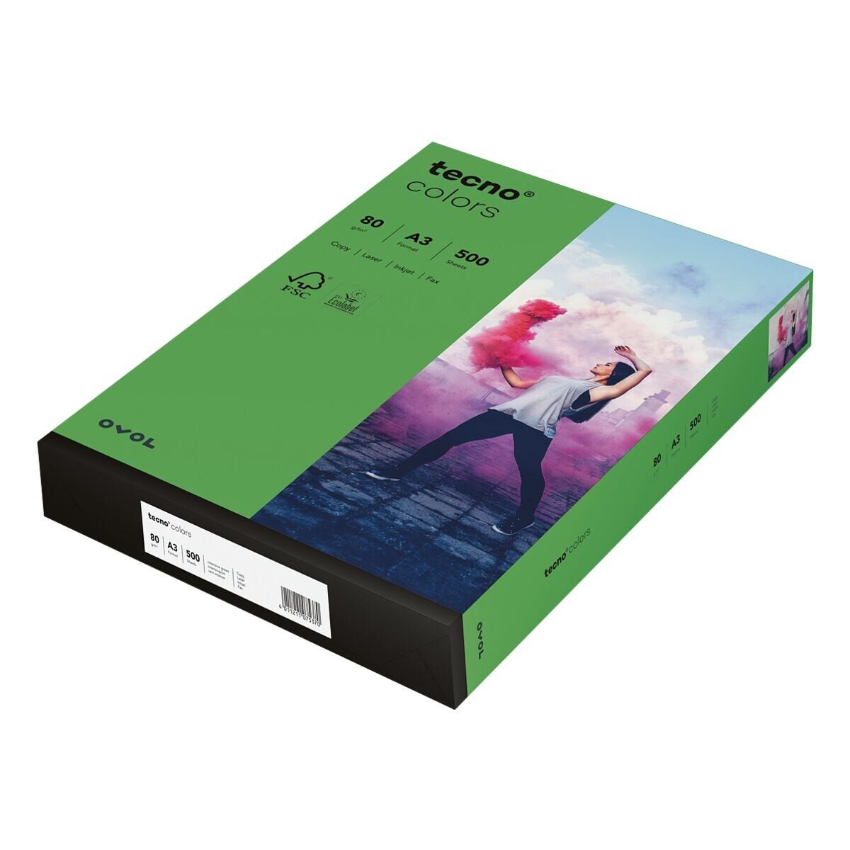 Inapa tecno Druckerpapier Rainbow / tecno Colors, Intensivfarben, Format DIN A3, 80 g/m², 500 Blatt