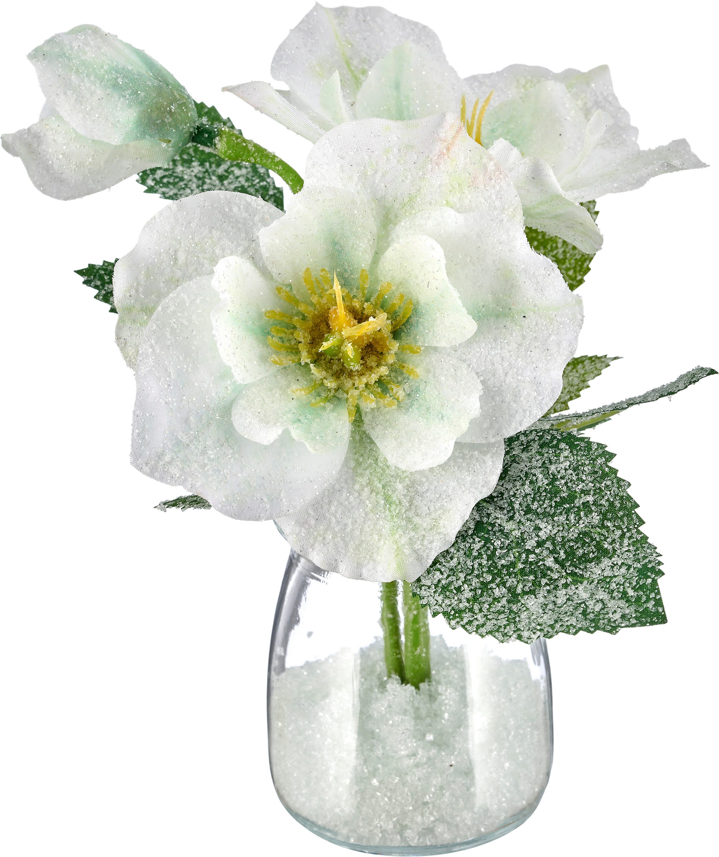 Winterliche Kunstpflanze 3er Set aus kleinen winterlichen Bouquets in Glasvasen, OTTO home, Höhe 16 cm, mit Frost-Finish, Höhe ca.16cm – Bild 4 von 5