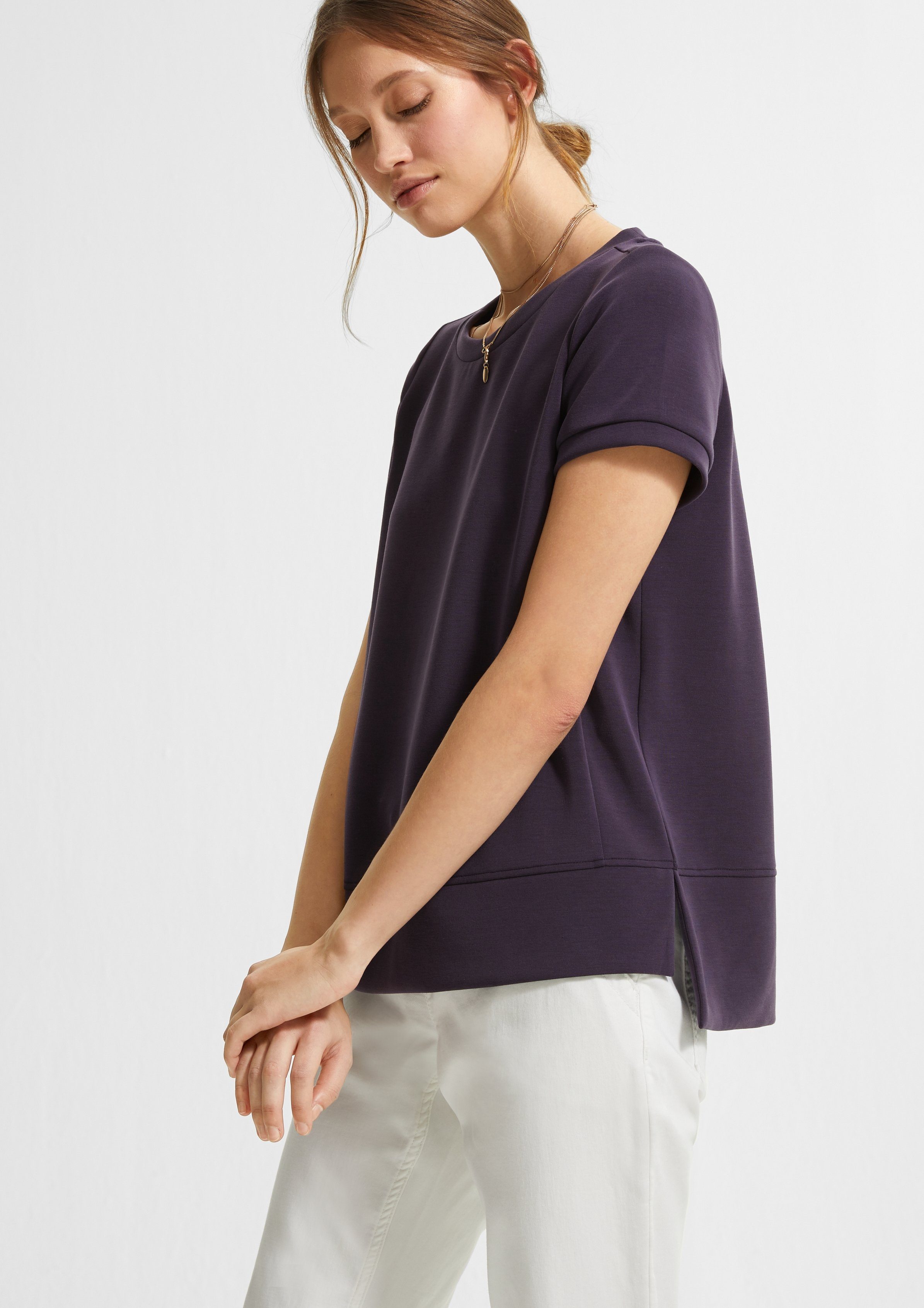Damen Shirts comma casual identity Kurzarmshirt Shirt mit verlängertem Rückensaum (1-tlg)