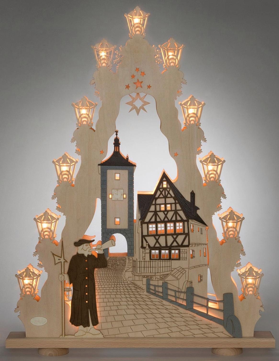 Weigla Schwibbogen Rothenburg ob der Tauber, 15-flammig, Hochwertiger Weihnachtsdeko, Weihnachtsleuchter