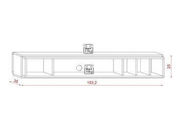 DB-Möbel Lowboard DB-Möbel zur Wandmontage mit 5 Ablagen,153cm